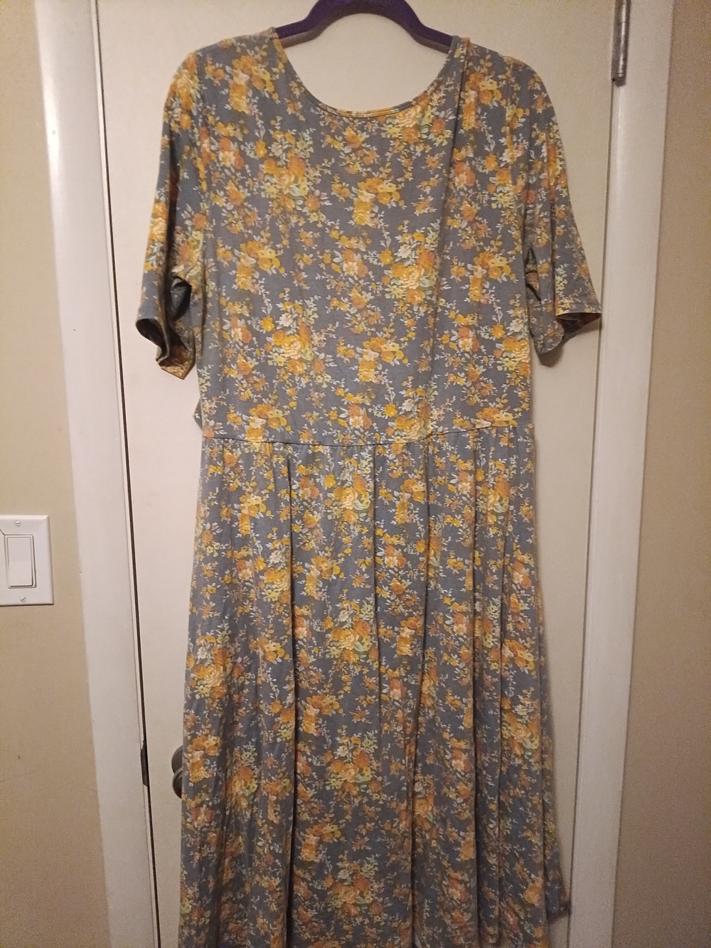 Latched Mama Blue Grey Dress with Yellow Floral Print - Picture 2 of 3